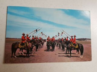 Postcard Vintage Canada Rcmp Royal Canadian Mounted Police Troup Inspection