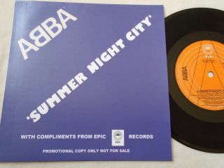Abba - Summer Night City / Medley 1978 Uk Demo Custom Sleeve Vg,