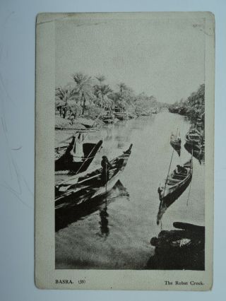 Times Press,  Bombay Vintage B&w Pc Basra,  Robat Creek,  Iraq.  Unposted.  Boats