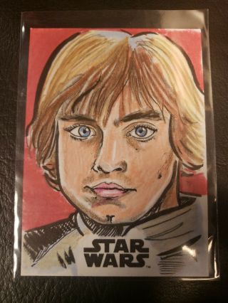 2018 Topps Star Wars Galaxy Sketch Card Luke Skywalker 1 Of 1 Artist: Jamie.