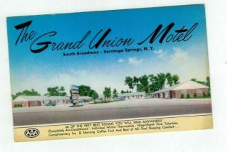 Ny Saratoga Springs York Vintage Post Card Grand Union Motel