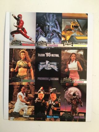 1995 Power Rangers The Movie Fleer Ultra Rare Uncut Cards Sheet