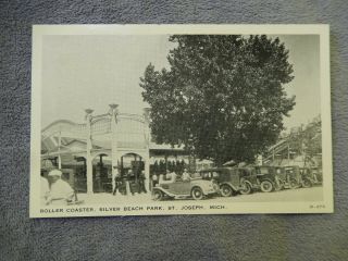 Vintage Post Card - St.  Joseph,  Michigan,  Silver Beach Roller Coaster,  1930 