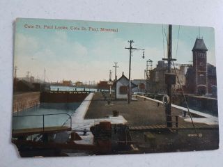 Postcard Vintage Canada Quebec Cote St Paul Locks Montreal