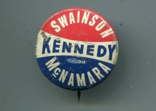 John F Kennedy Presidential Political Campaign Pin Button - Michigan Coattail