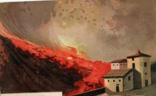Vintage Art Postcard: Eruption Of Mt.  Vesuvius Italy 1906 Volcano