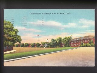 London Connecticut Ct 1954 Coast Guard Academy Linen Vintage Postcard Pc