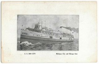 S S Soo City,  Michigan City And Chicago Line Vintage Postcard