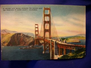 Colorful Vintage Golden Gate Bridge Postcard San Francisco
