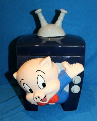 Porky Pig Television Set Cookie Jar - Warner Bros.  - 1995 - Mib - Never Displayed