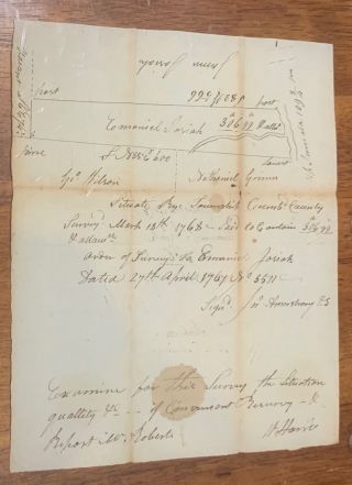 1768 Cumberland Co Pa Land Tract Survey Map Emmaniel Josiah Property