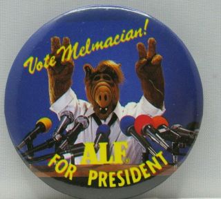 1988 Alien Prod Vote Melmacian Alf For President Alf Tv Show Button/pin 2 1/4 "