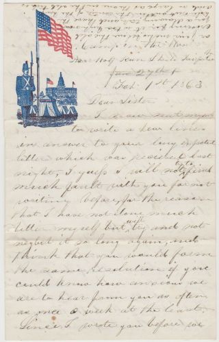 1863 Civil War Soldier Letter Wolf Run Shoals Va Fairfax Co - 13th Vermont Inf