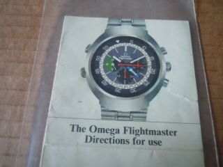 Vintage Omega Flightmaster Directions For Use Leaflet