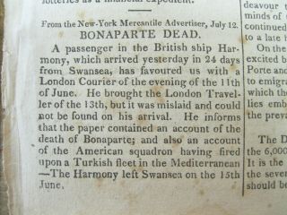 3 1821 Newspapers W 1st News Of Death Of Napoleon Bonaparte On St Helena Island