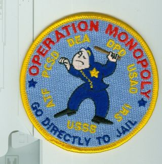 Vintage Dept Of Justice & Treasury Embroidered Iron - On Patch Operation Monopoly