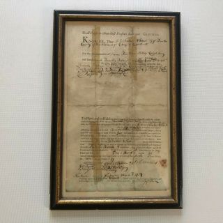 Antique 1759 Colonial American Land Deed Framed