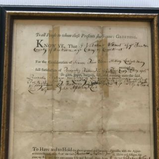 Antique 1759 Colonial American Land Deed Framed 2
