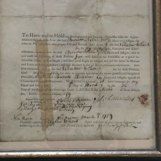 Antique 1759 Colonial American Land Deed Framed 3