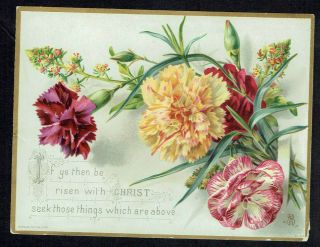 Tuck Bertha Maguire Artist Victorian Christmas Card Carnations Religious Text