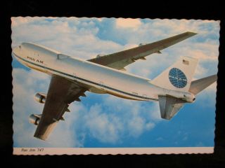 Pan Am American Airlines Boeing 747 Airplane Vintage Aviation Postcard S/h