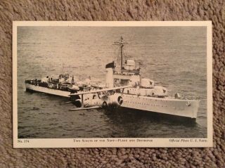 Vintage Postcard Of Two Scouts Of The Navy - Plane And Destroyer