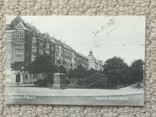 Vintage Postcard Of Copenhagen Vestre Boulevard Dated 1907