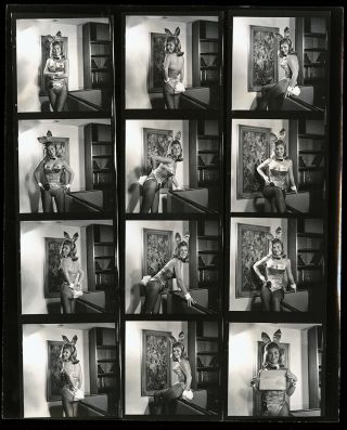 1965 Bunny Yeager Miami Playboy Club Contact Sheet 12 Frame Photograph Pin Up Nr