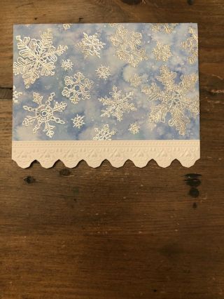 NIB Carol Wilson Rose Garden S/10 Blank Silver Blu Snowflake Notecards Envelopes 3