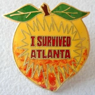 Atlanta 1996 Olympic Collectible Logo Pin Georgia Peach " I Survived Atlanta "