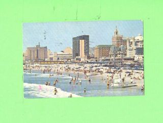 Gg Postcard Atlantic City Jersey Beach And Skyline Bathers On The Beach