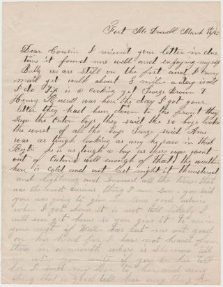 1863 Civil War Soldier Letter - Fort Mcdowell - Good Content