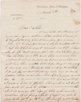 1863 Civil War Soldier Letter - 10th Nj Infantry - Hq Defences Of Washington