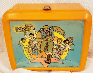 Vintage 1984 Mr.  T Cartoon / A - Team Plastic Orange Lunch Box No Handle