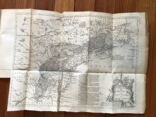 1755 Newspaper Large Fold Out Map Of North America @ Beginning French Indian War