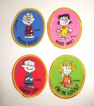 Vintage 1971 Embroidered Peanuts Gang Patch Charlie Brown Good Grief Lucy Rare