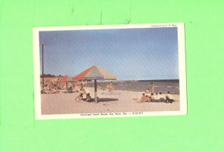Gg Postcard Municipal South Beach Key West Florida Bathers On The Beach