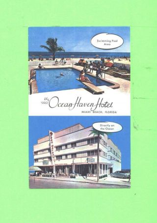 Zz Postcard Ocean Haven Hotel Miami Beach Florida Bathers Bathing Beauty Pool