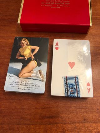 Vintage NOS Double Deck Gil Elvgren B&B Pin - Up Girl Playing Cards Tax Stamp 2