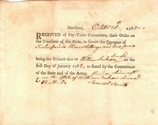 1783,  Pay Order,  William Jackson,  5th Connecticut Line,  Pow,  Deceased Soldier