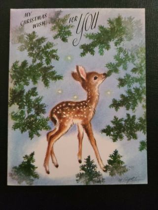 Vtg Rust Craft Christmas Greeting Cards M.  Cooper Deer Fawn Forest Artist Guild