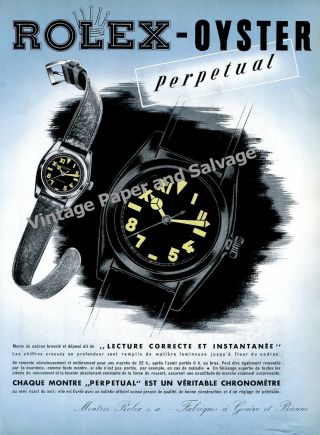 Vintage 1942 Rolex Oyster Perpetual Watch Advert Swiss Ad Rolex Watch Co.  1940s