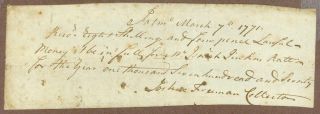 American Colonial Era Manuscript Document,  March 7,  1771