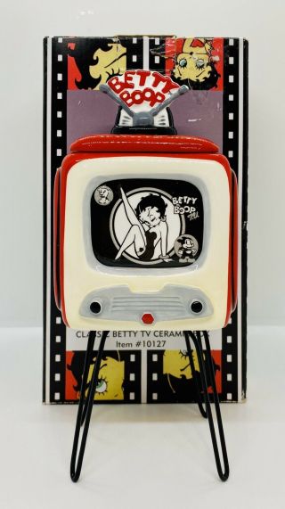 Classic Betty Boop Ceramic Tv Trinket Box 8 " 1999 Handmade Item 10127