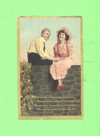 Gg Postcard Lovers Men And Woman Beauty Vintage Post Card