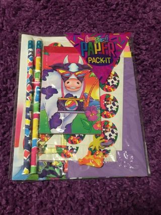 Vintage Lisa Frank Paper Pack It Stationary Notepad Cool Cow Pencil Erasers