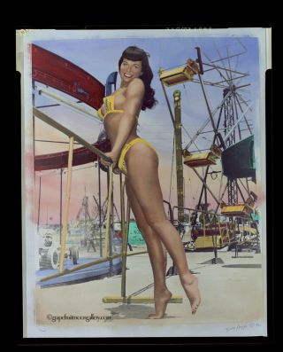 Bunny Yeager Pin - Up Color Negative Bettie Page From 1954 Shoot Funland Park Nr