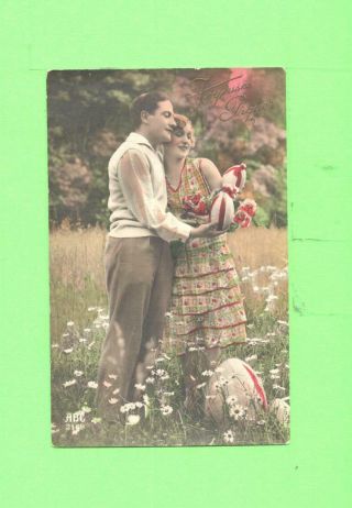 Gg Postcard Lovers Men And Woman Beauty Joyeuse Paques Vintage Card