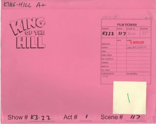 King Of The Hill Production Animation Art Folder K322