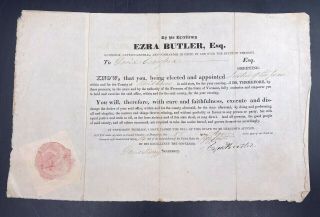 1826 Ezra Butler 11th Vermont Governor Justice Of The Peace Signed Appointment